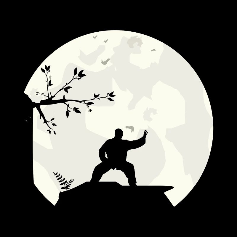 Tai Chi Shadow Boxing Full Moon Moon Silhouette
