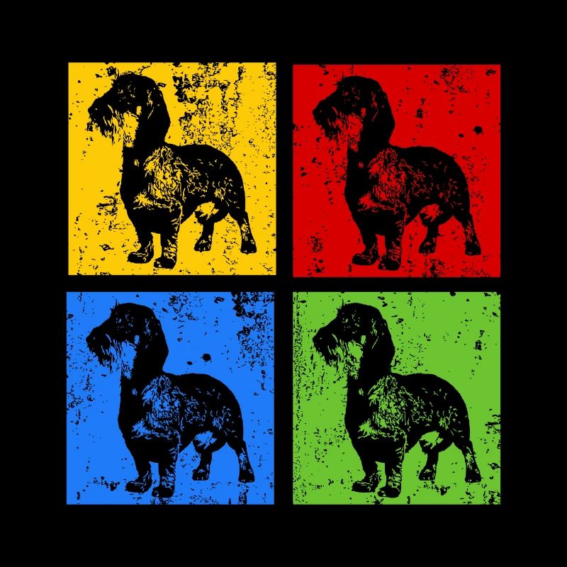 Dachshund Wire-haired Dachshund Pop Art Retro Style Grunge