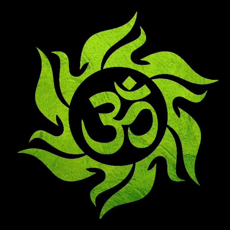 OM vert, Om, Om hindou, symbole Om, Aum, OM
