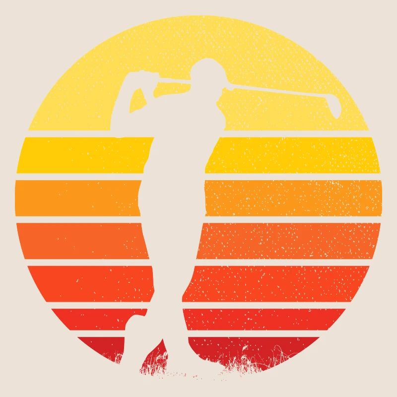 golf et golfeur devant un coucher de soleil sport
