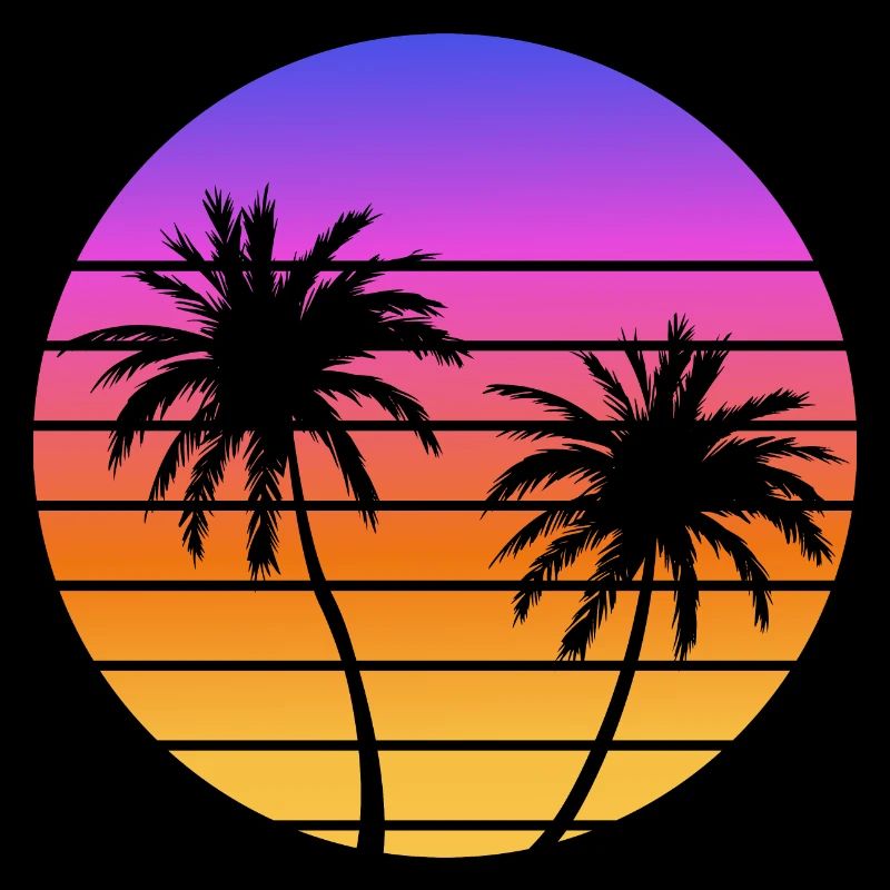 Palmiers Coucher soleil Synthwave