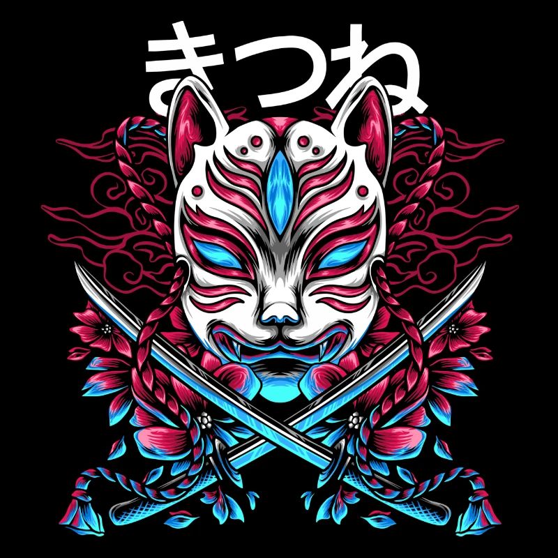 Démon japonais Style de chat avec les épées de Katana