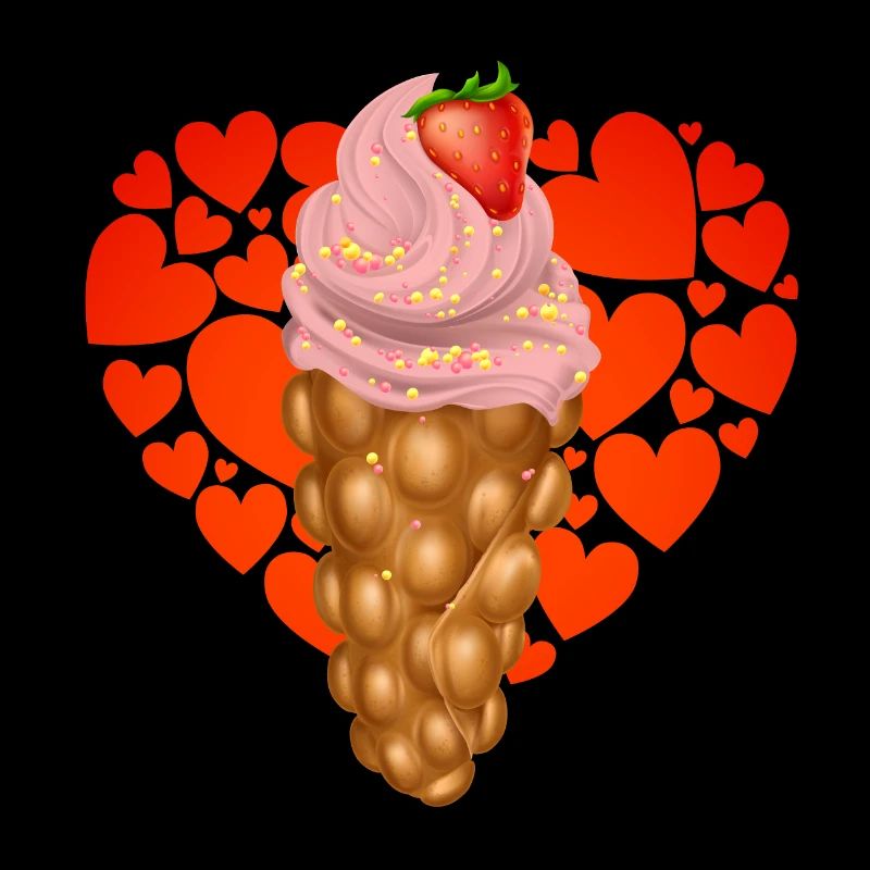 Bubble waffle ice cream summer Delicious