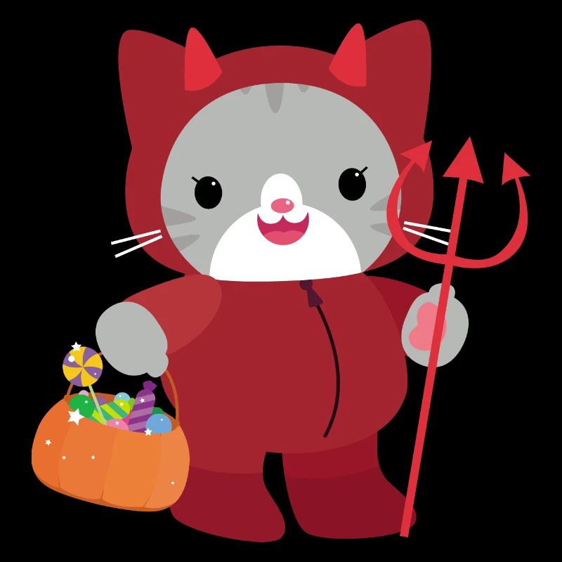 Halloween Katze Roter Teufel. Kawai
