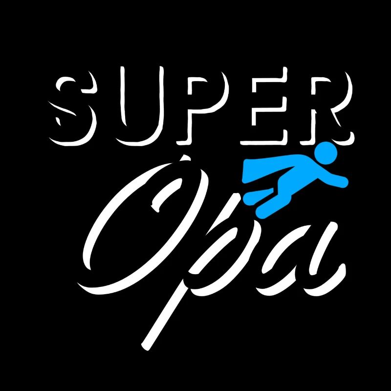 Super Opa Text mit Figur flieger