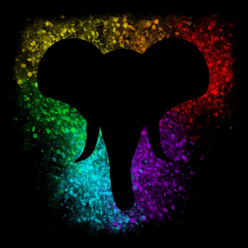 Rainbow splash elephant head