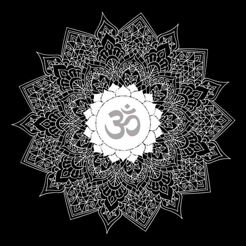 Om Chakra Yoga Mandala Grey