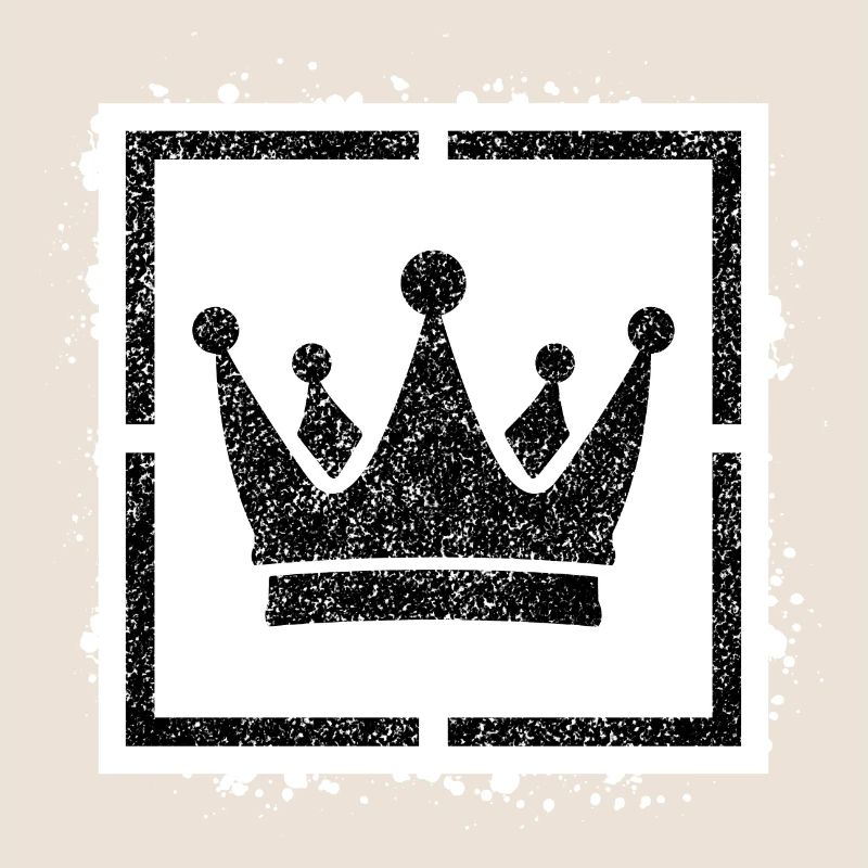 Sponge stencil Crown inside square