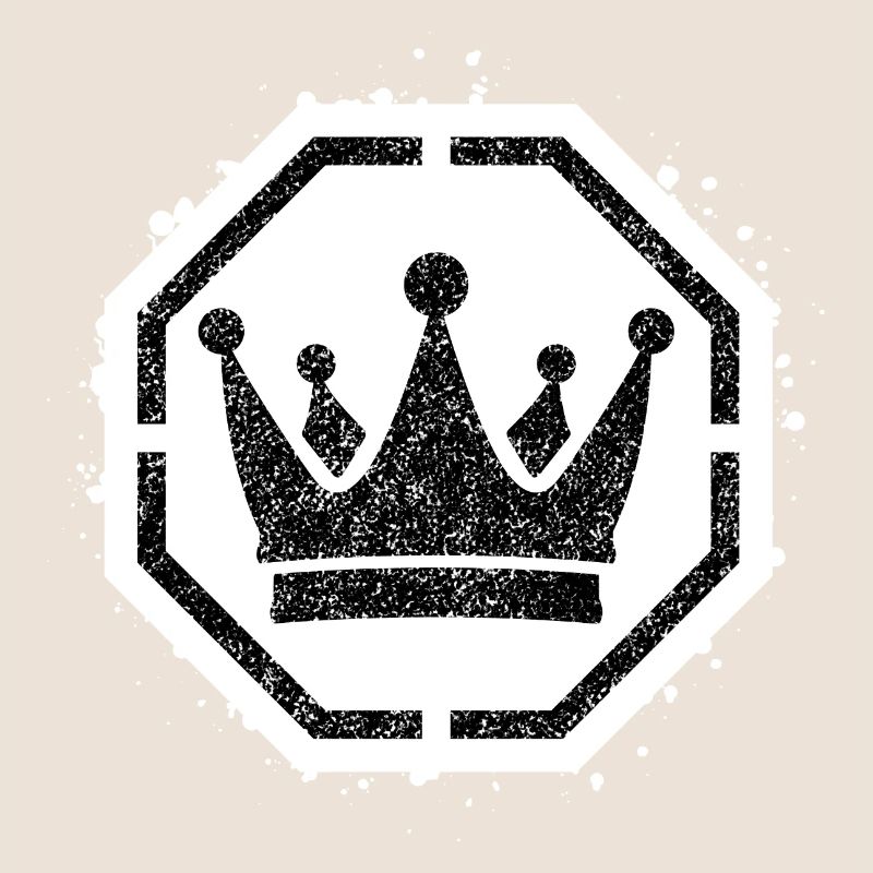 Sponge stencil Crown inside octagon