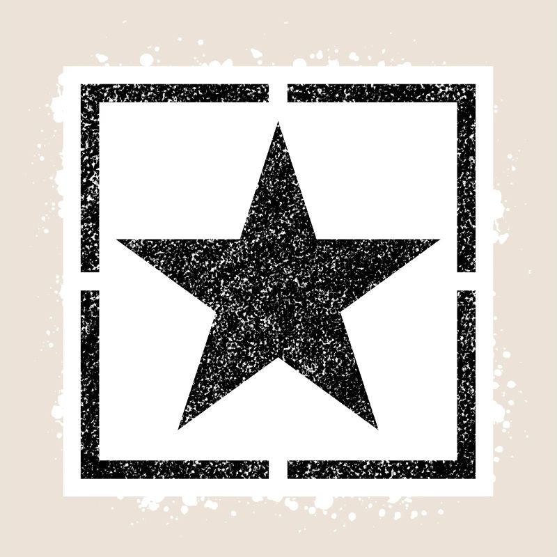 Sponge stencil Star inside square