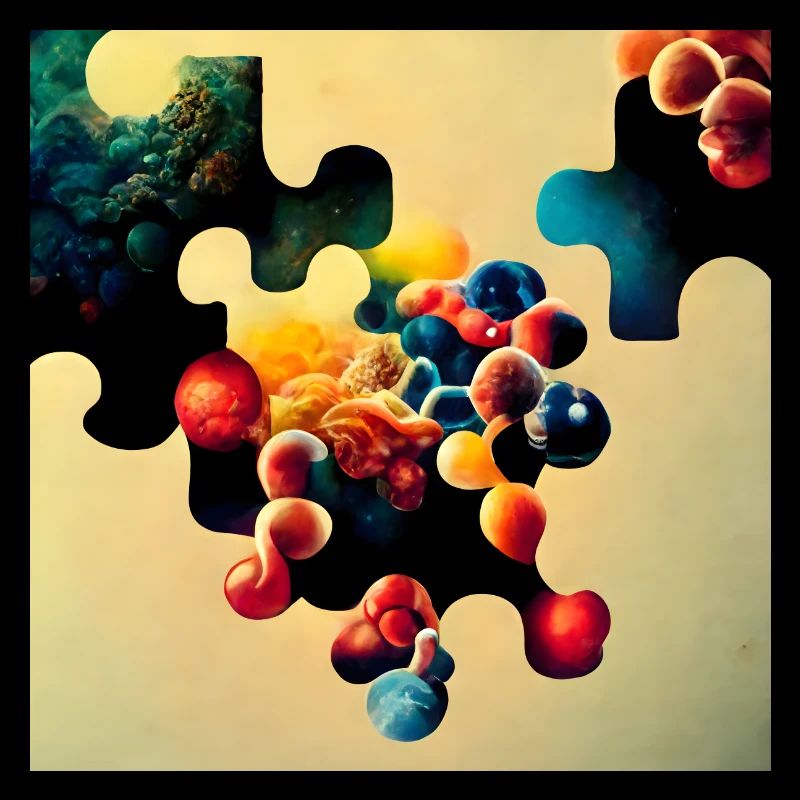 Motif de puzzle avec des molécules