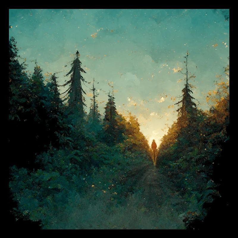 Coucher de soleil dans la forêt