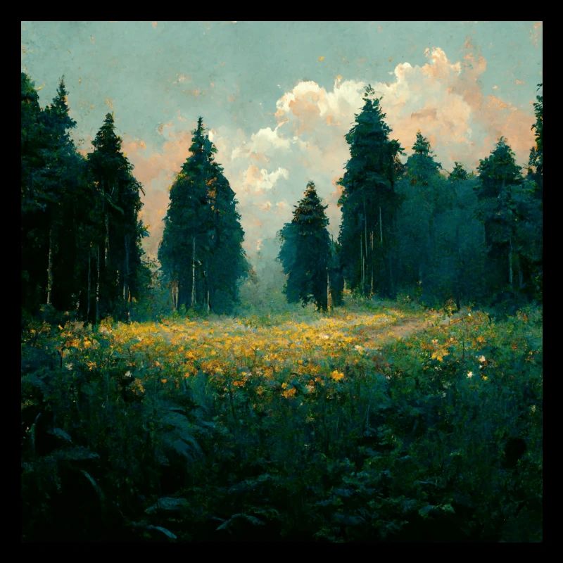 Coucher de soleil dans la forêt