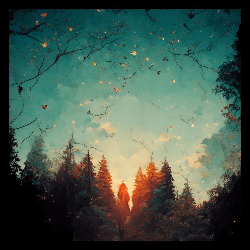 Coucher de soleil dans la forêt