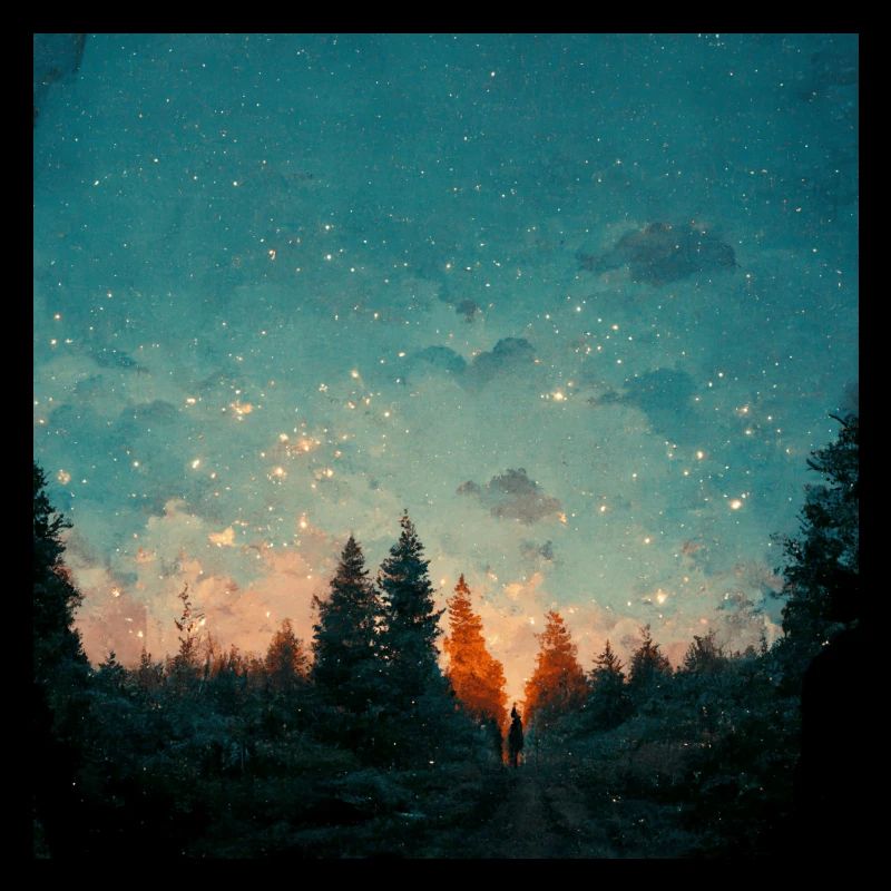 Coucher de soleil dans la forêt