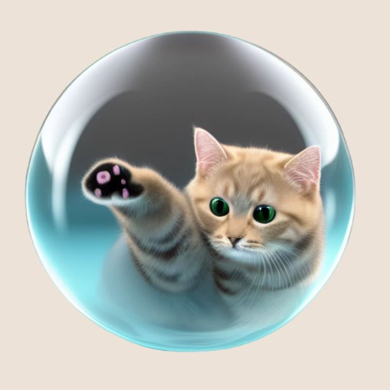 Cat in soap bubble, digital style