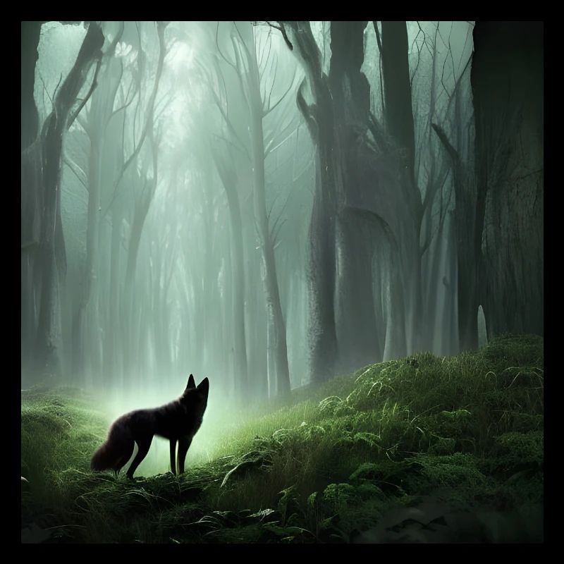 Ein einsamer Wolf in einem großen Wald