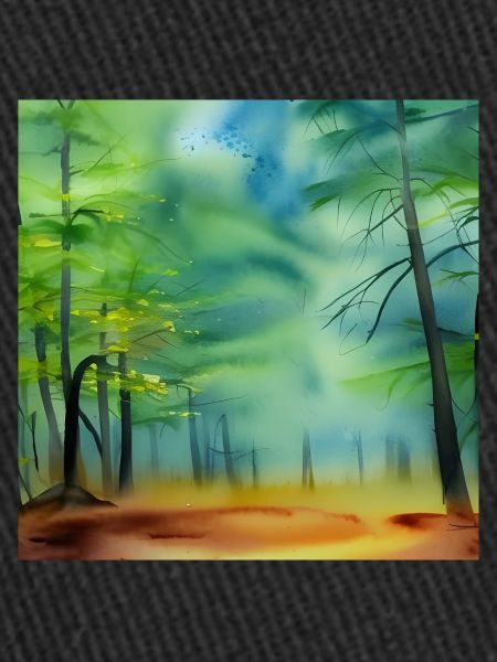 Forêt d’aquarelle brumeuse