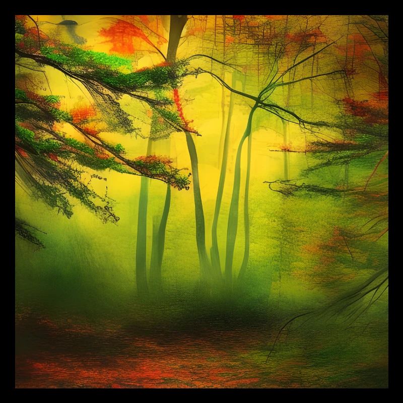 Wald-Wassercollor-Kunstwerk