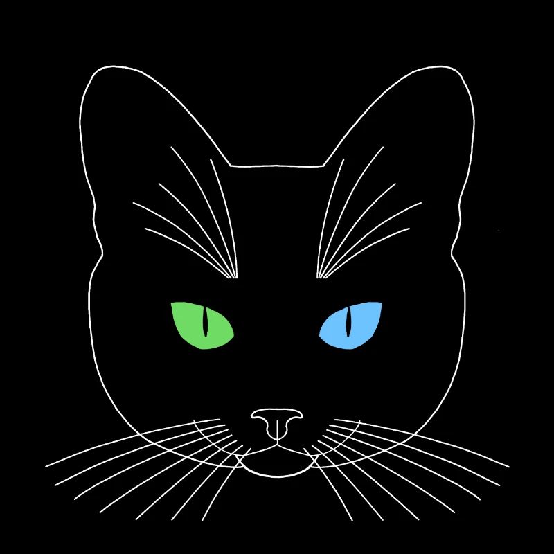 Chat tête noir yeux vert bleu