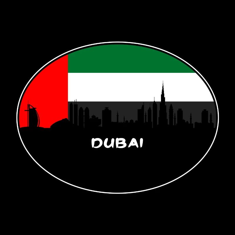 Dubai Émirats Arabes Unis Drapeau Skyline Voyage Silhouette