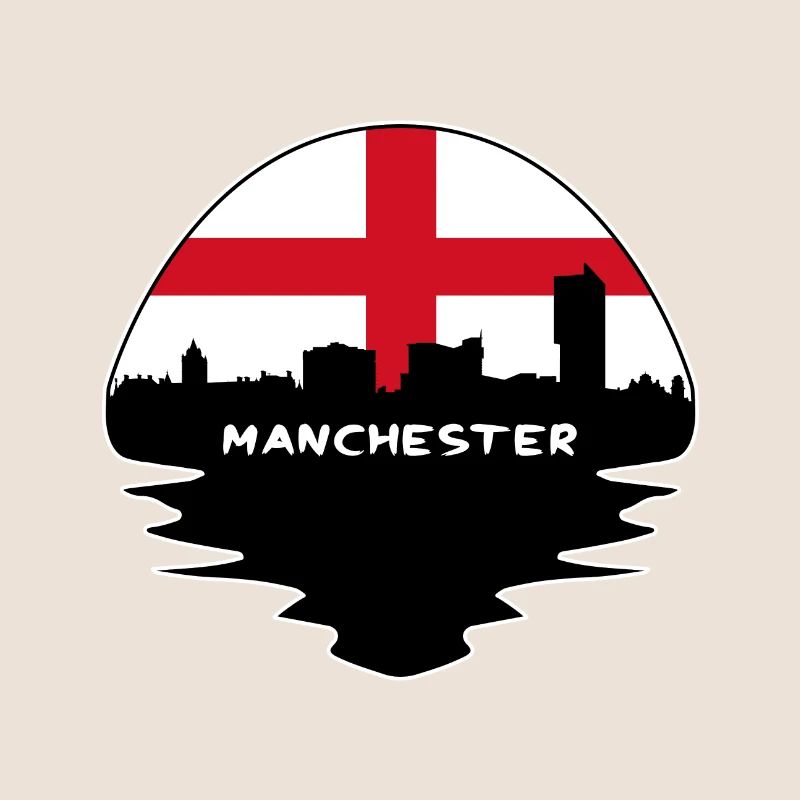Manchester Angleterre Drapeau Skyline Voyage Silhouette