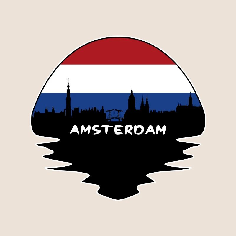 Amsterdam Pays-Bas Flag Skyline Silhouette