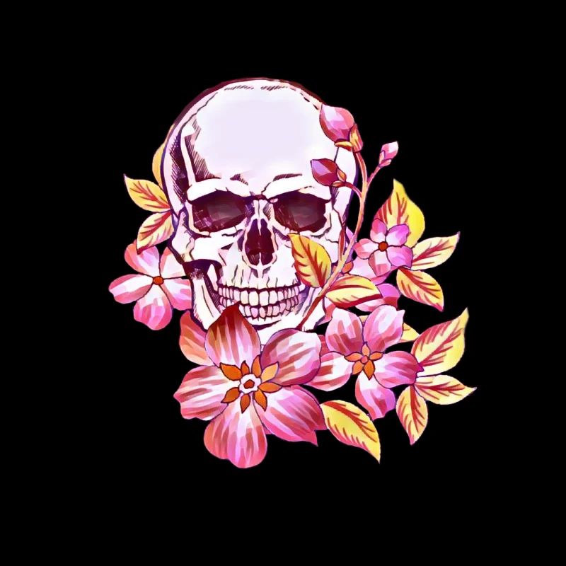 Crâne avec fleurs cadeau violet