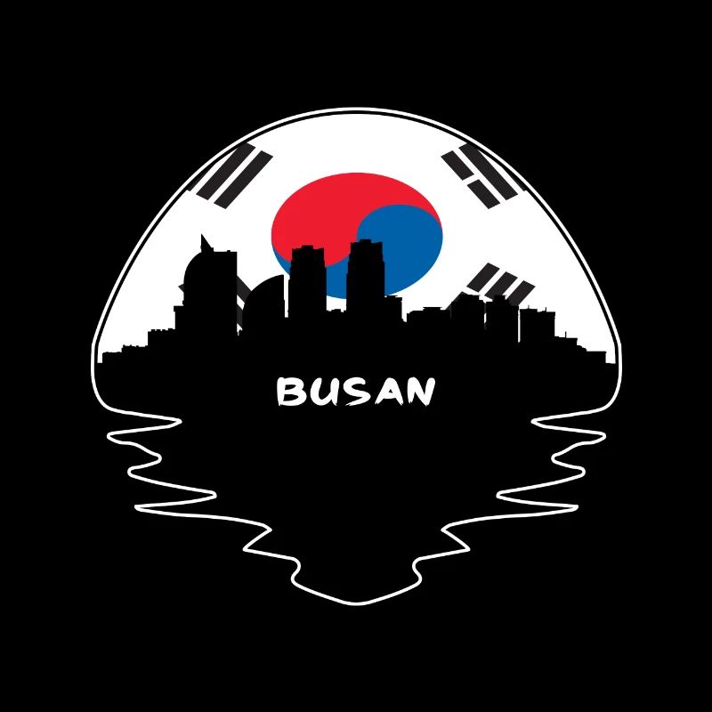 Busan Corée du Sud Flag Skyline Silhouette Voyage