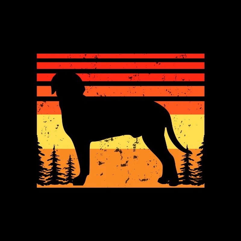 Austrian Black And Tan Hound Dog Silhouette Retro