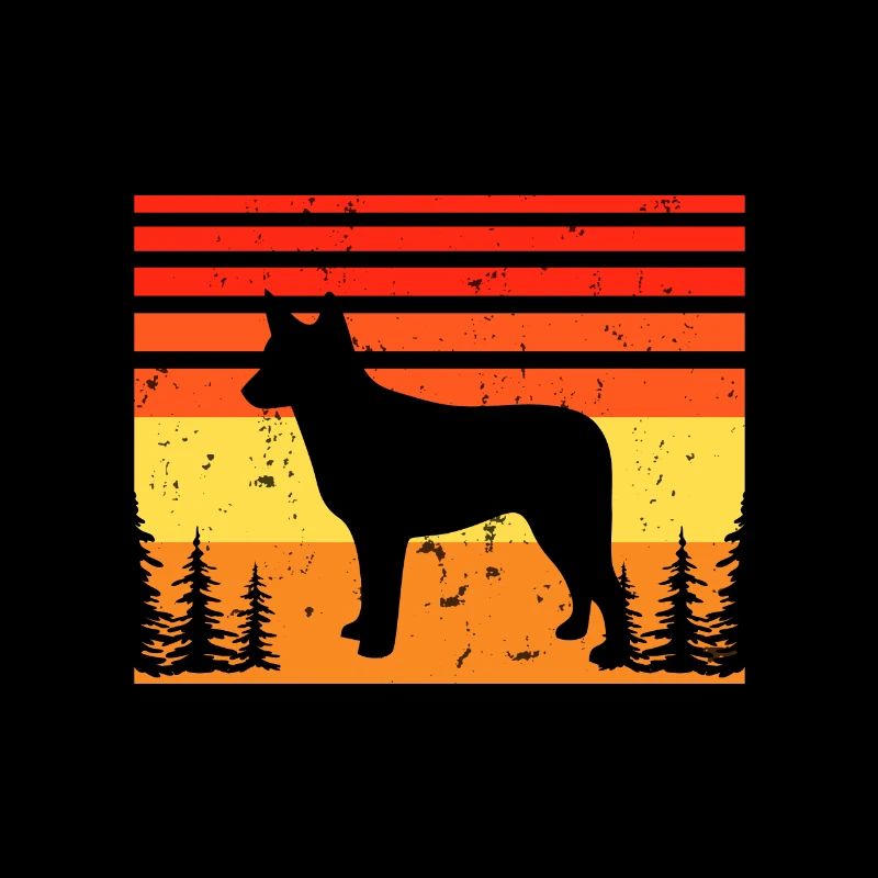 Silhouette de chien de bétail australien à queue de souche