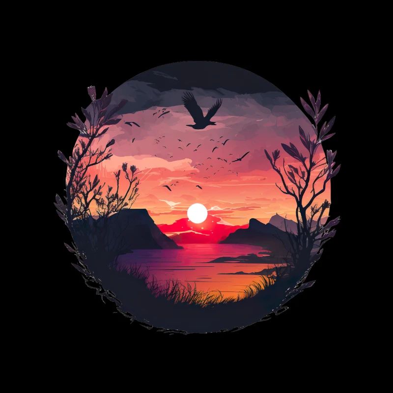 Oiseaux du coucher du soleil