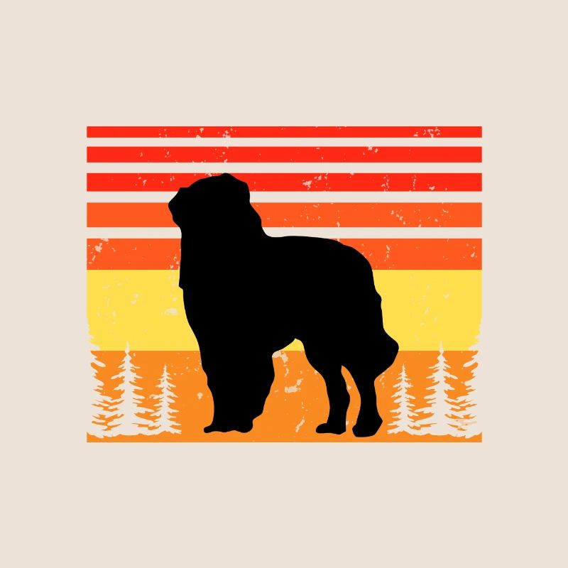 Chien de berger des Carpates Silhouette Rétro Coucher de soleil