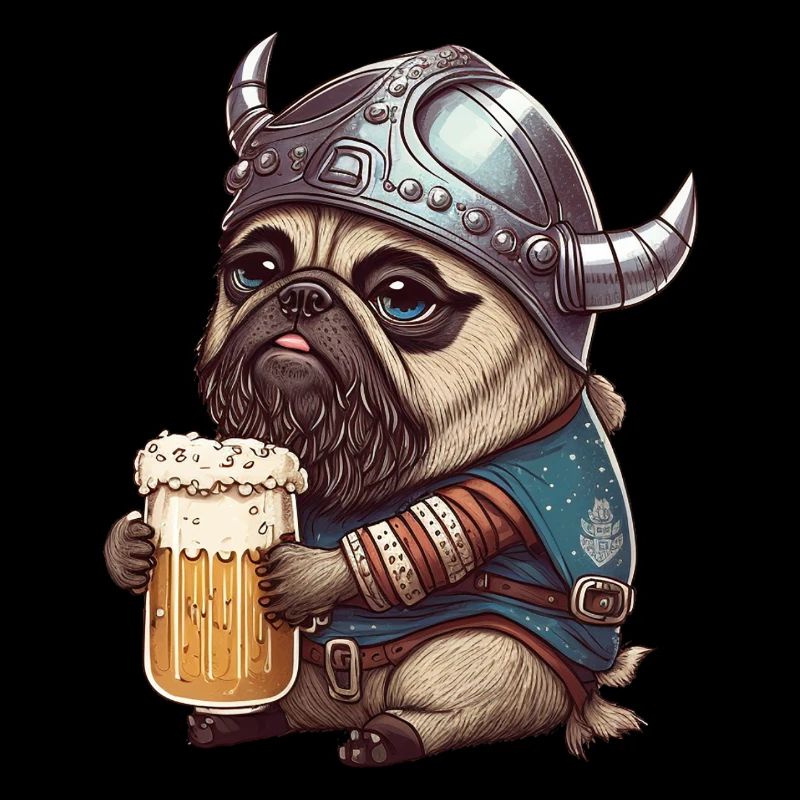 Mops im Wikinger-Modus