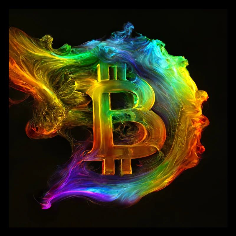 Bitcoin Symbol in farbenfrohem Design HD