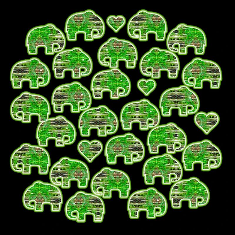 Elefant und Herzen grün