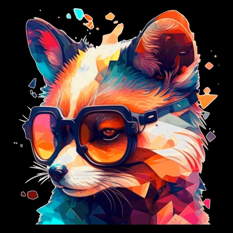 Disco Fuchs in bright colors with sunglasses