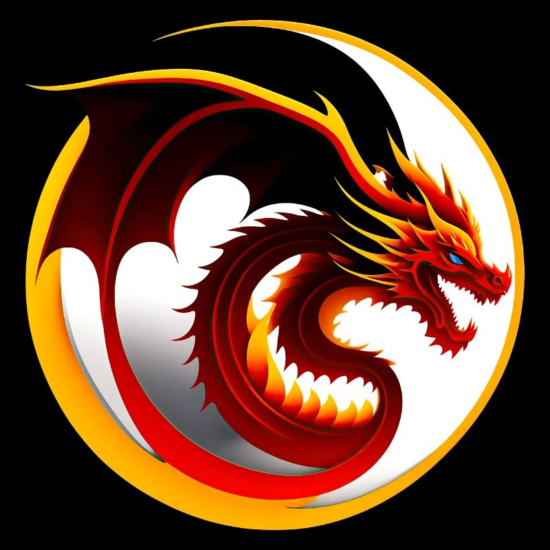 Dragon sur cercle blanc