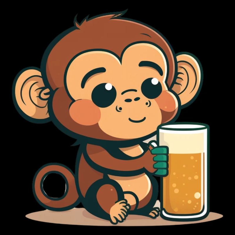 Mignon bébé singe avec de la bière