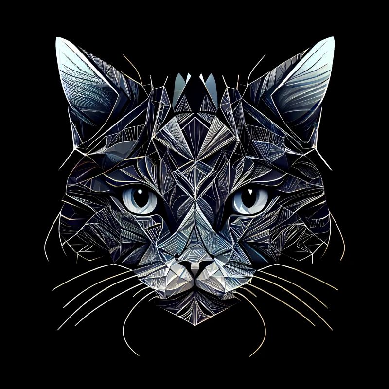 Schwarzes Katzengesicht mit geometrischen Mustern