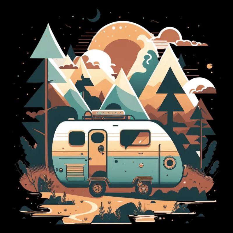 Wohnwagen, Camper in den Bergen