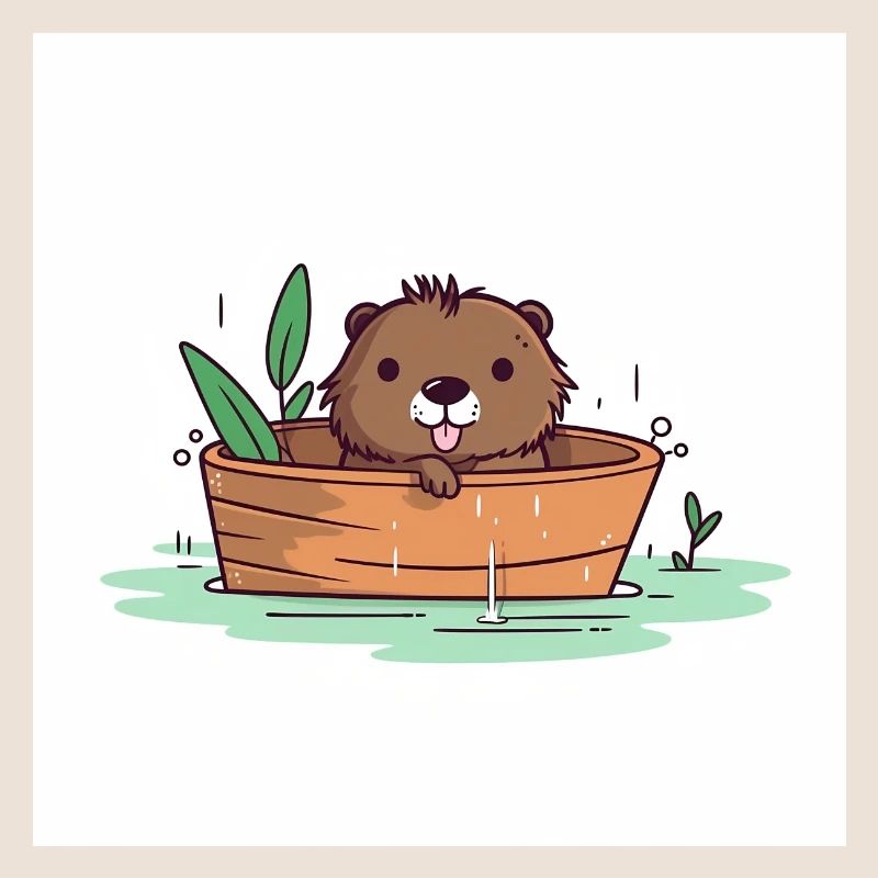Castor mignon dans la baignoire