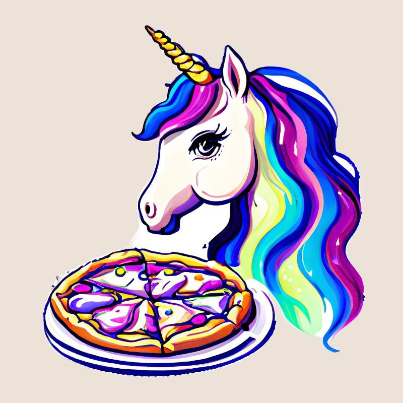 Unicorn Fabeltier Mädchen Pizza Einhorn Einhörner