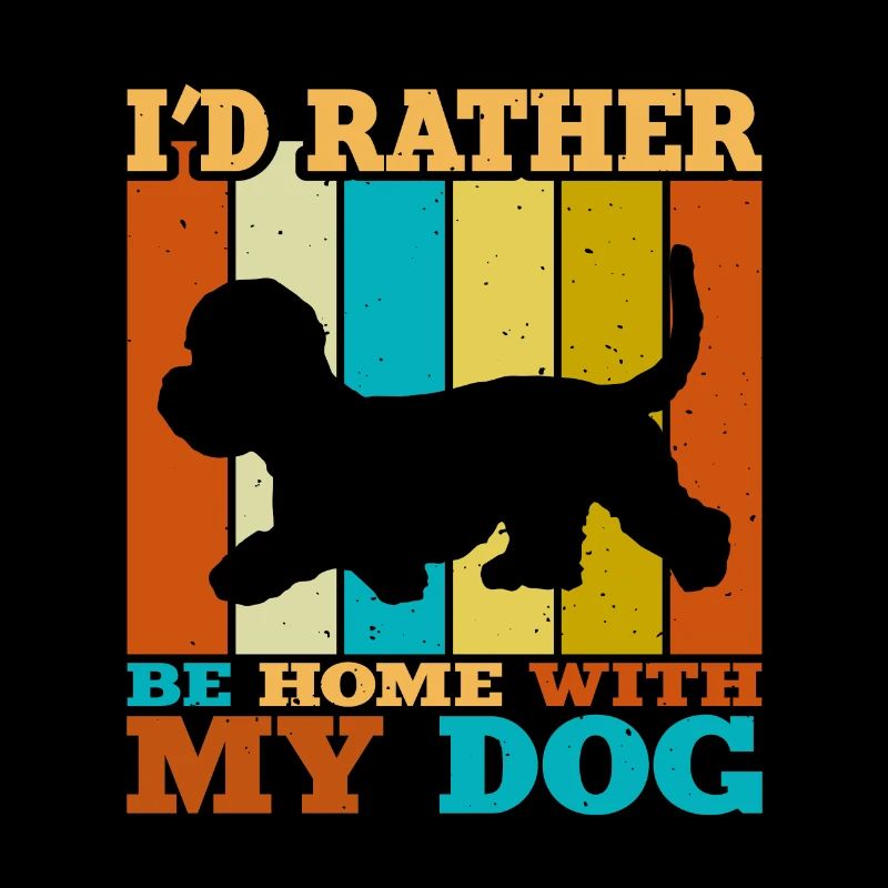 Dandie Dinmont Terrier Dog Silhouette Retro Sunset