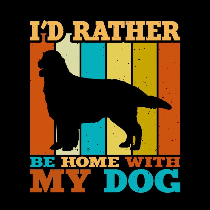 Flat Coated Retriever Hund Silhouette Retro Sunset