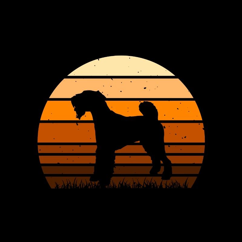 Airedale Terrier Dog Lover Silhouette Retro Sunset