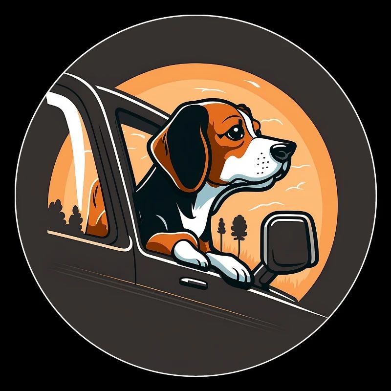 Netter Hund, der aus einem Auto schaut