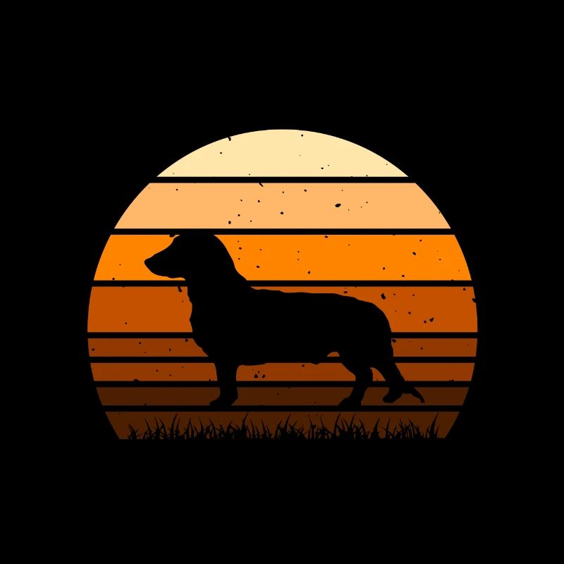 Westfälische Dachsbracke Hundesilhouette Retro Sonne