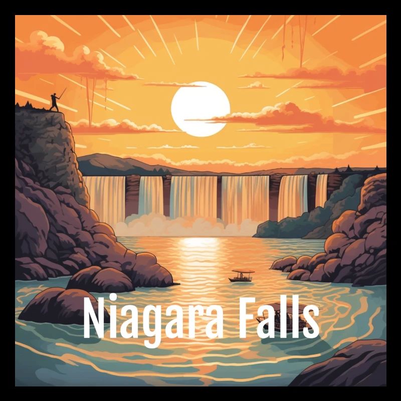 Coucher de soleil sur les chutes du Niagara