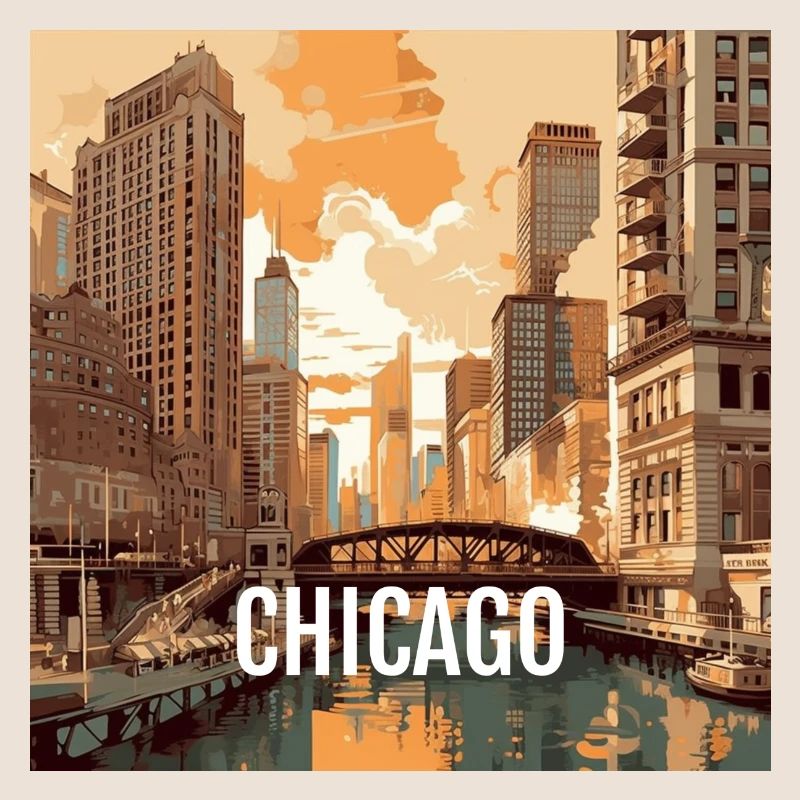 Chicago au coucher du soleil